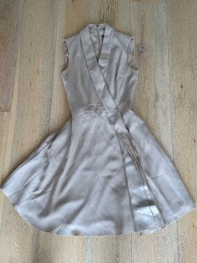 Karen Millen Sleeveless Wrap-Style A-Line Dress in Light Taupe